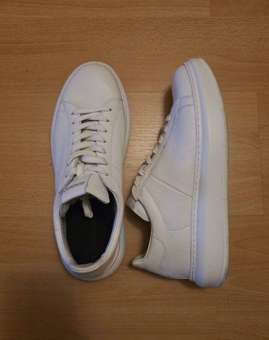Adidasi Pantofi Biaggio din piele barbati - Nappa albi - Marime 44/28,5