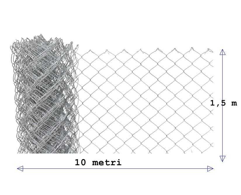 Vand 1 rola plasa de gard, impletita, zincata H1,5 x 10 m x 2,5mm