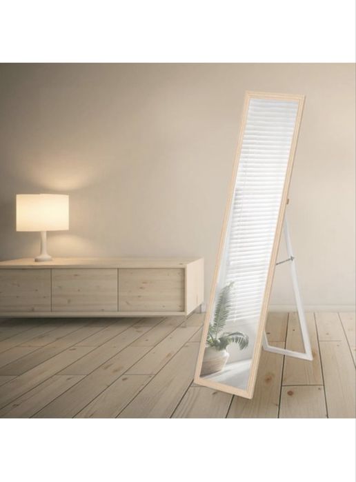 Огледало, Със стойка, 36 х 156 х 2 см, Дъб