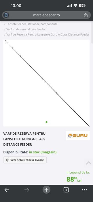 combo lanseta feeder Guru A-Class 3.6 + mulinetă Okuma 4000