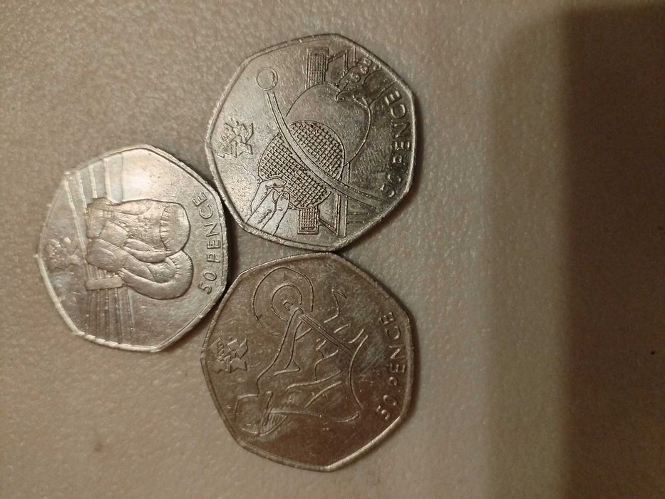 Английски Монети 50Английски Пенса от Олимпиадата в Лондон През 2012г, Мн.Редки и Скъпи