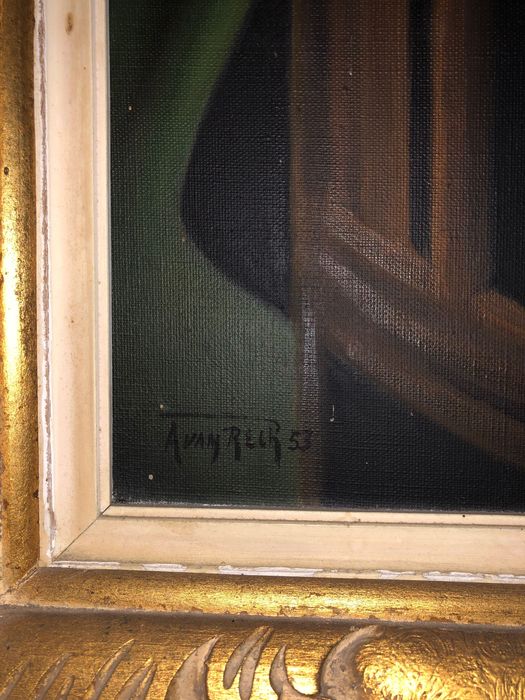 Pictura in ulei, reproducere după Lectura interzisă de Karel Ooms.