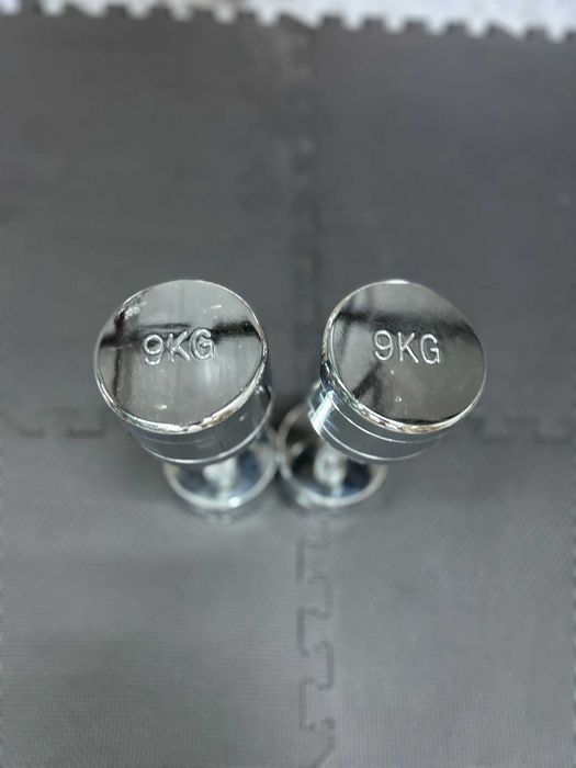 Set de 2 Gantere cromate cu greutate fixa 18 KG - 2 x 9 KG