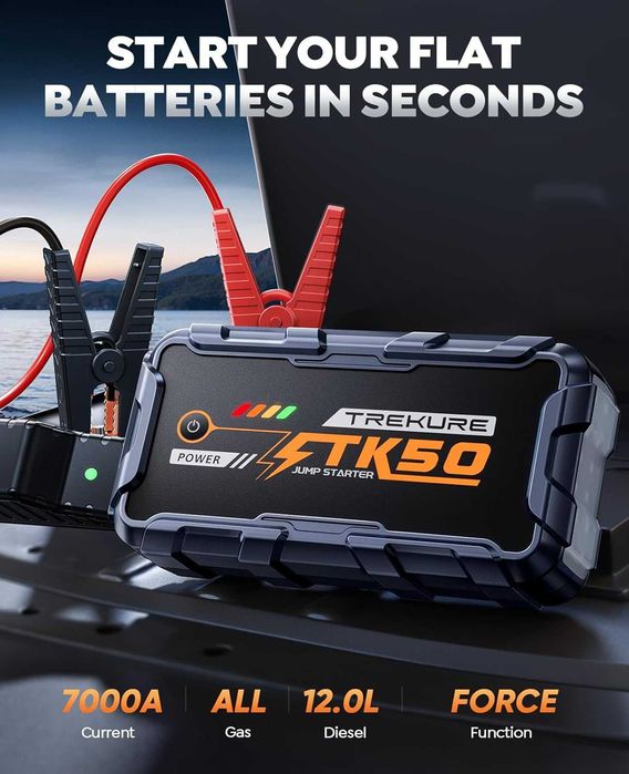Starter auto portabil 7000A, acumulator extern TREKURE TK50
