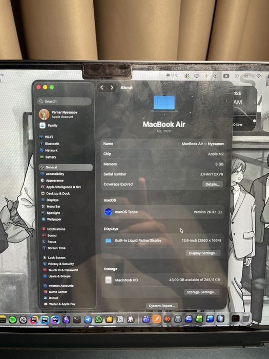 macbook air m2 256/91% акб