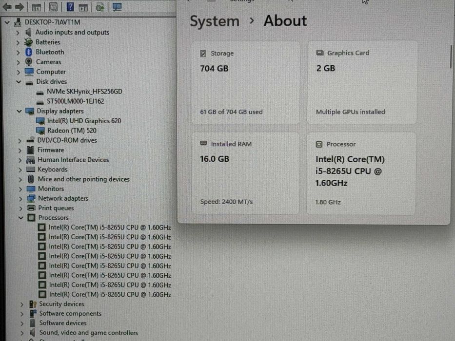 17.3 Dell 5770`Core i5-8265U/16GB RAM/256GB SSD+500GB/AMD 520/FHD IPS