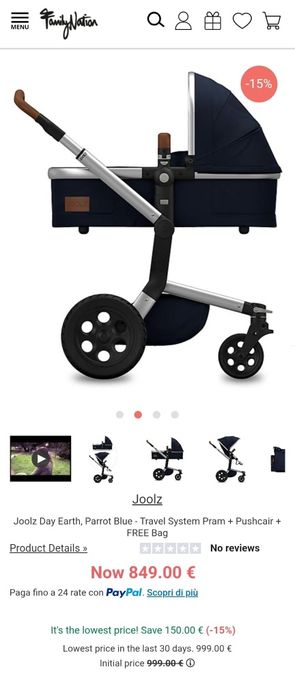 Cărucior Premium Joolz Day 2 în 1 – Ediția Earth Parrot Blue – Stare E