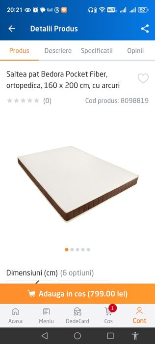 Saltea cu husă folosită puțin si pat din pal folosit