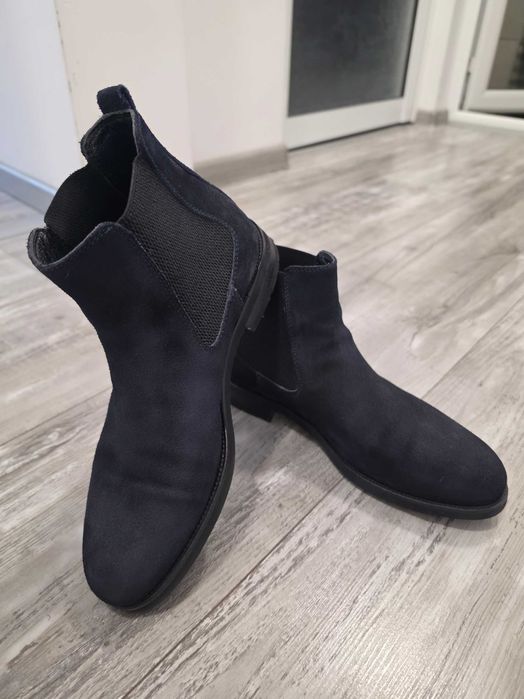 ANDREWS мъжки тъмносини велурени боти тип челси (Chelsea boots)