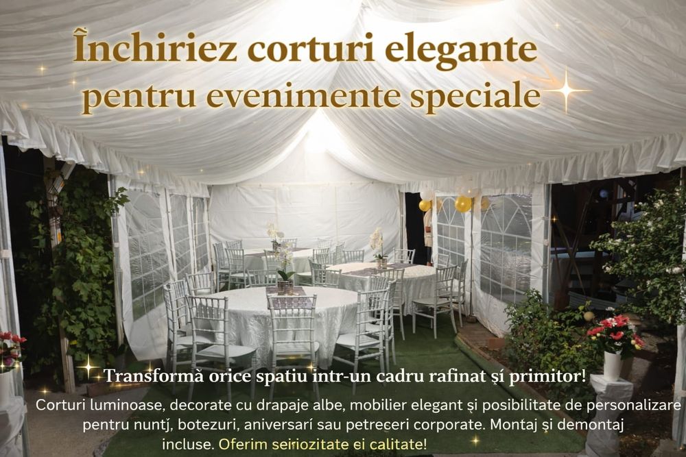 Corturi pentru evenimente – închiriere complet echipată