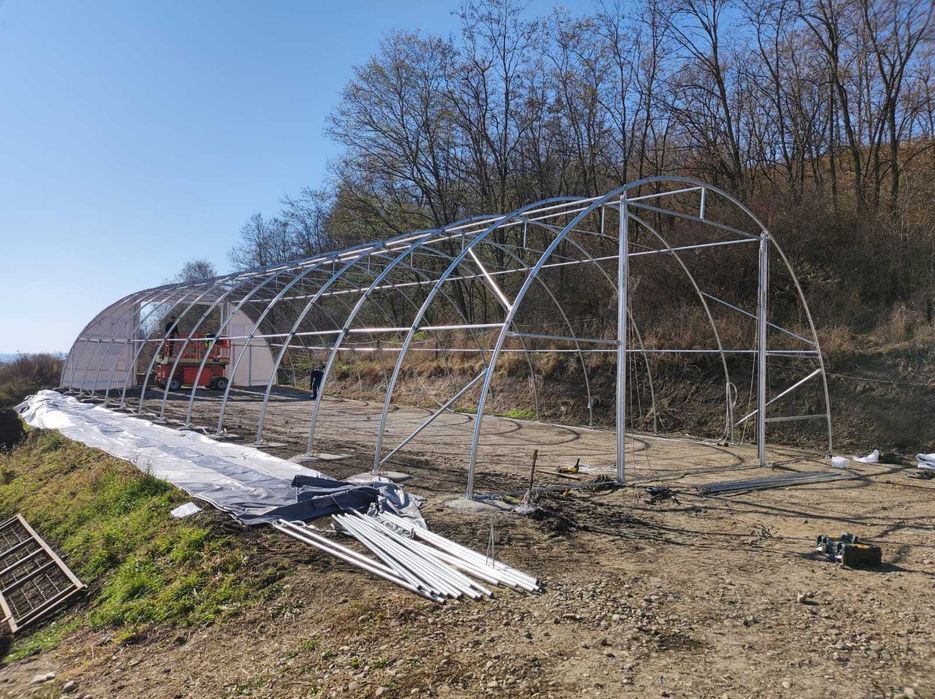 Cort industrial semirotund 9,15 x 26 x 4,5 m pentru agricultură, depozitare baloti