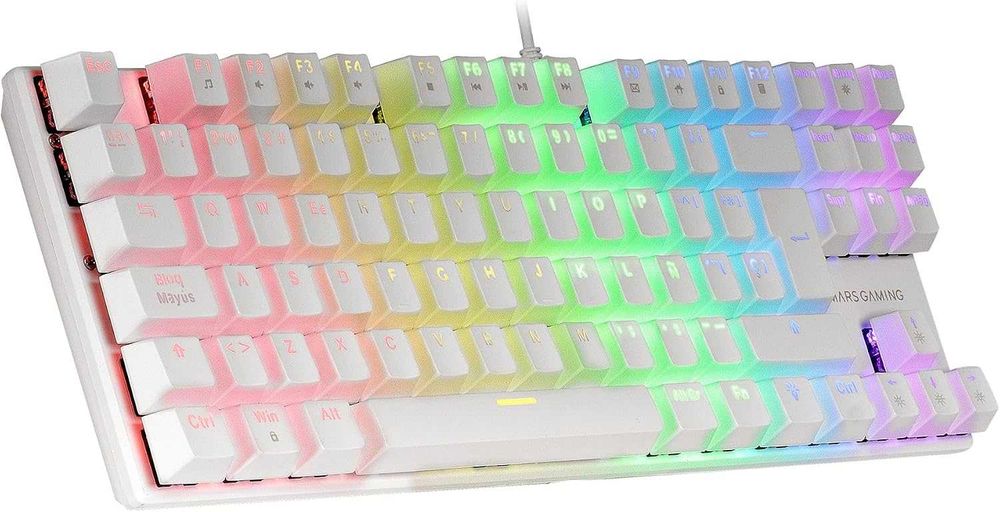 Tastatura mecanica Mars Gaming MK80, TKL, Brown, RGB, alba