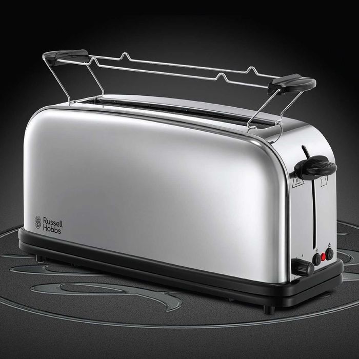 Тостер от неръждаема стомана Russell Hobbs Victory, Неръждаема стомана (6 регулируеми нива на препичане, 1000W), лек ДЕФЕКТ
