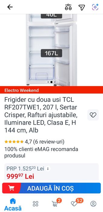 frigider cu congelator alb