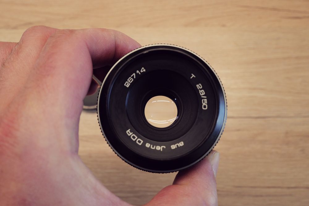 Camera Obiectiv Carl Zeiss Tessar 50mm F2.8 T Aus Jena DDR montura M42