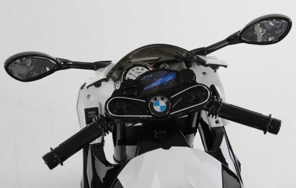 Motocicleta electrica copii 12V 90W BMW 528 RR roti eva  scaun piele