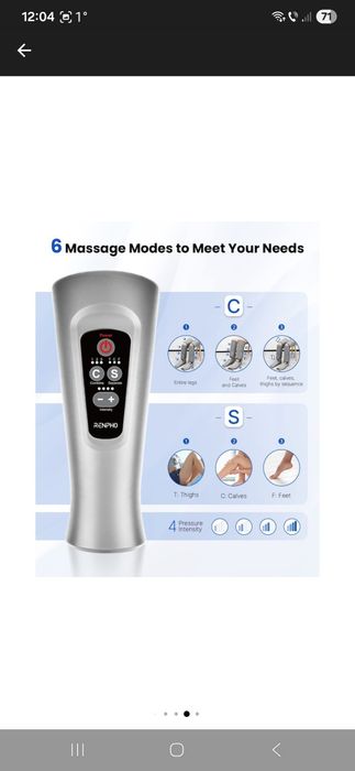 Aparat de masaj picioare Renpho ALM070, 6 moduri, 4 intensitati