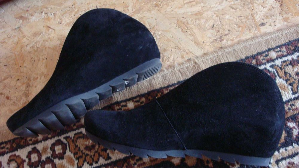 Pantofi negri cu elastic, Paul Green, piele intoarsă, nr 37