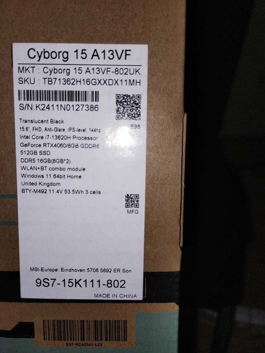 Laptop Gaming MSI Cyborg 15 A13VFK i7 Nou/Sigilat