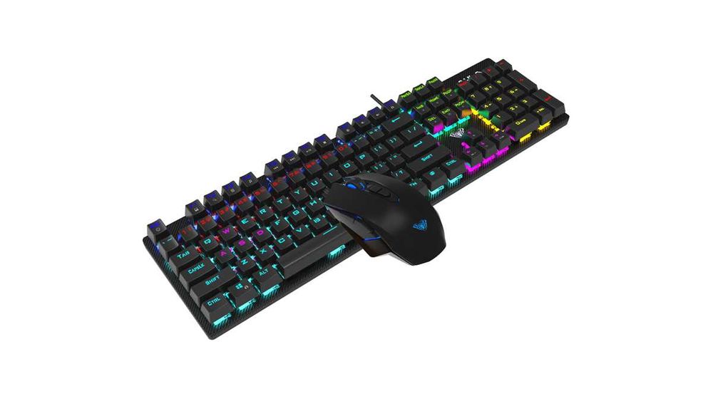 Игровой набор AULA T640 2в1 механическая клавиатура+ мышь RUS/ENG