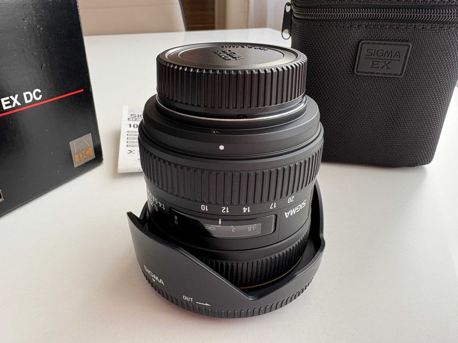 Sigma 10-20mm F4-5.6 EX DC за Nikon + кутия, калъф и сенник