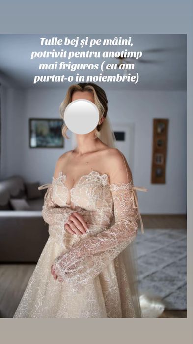 Rochie mireasa 2in1 cu trena detasabila