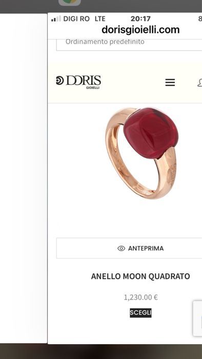 Cercei si inel aur 18kt.Doris Gioelli cu rubin