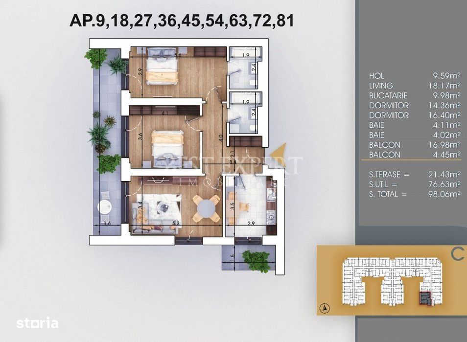 3 camere decomandate 5 min N.Teclu