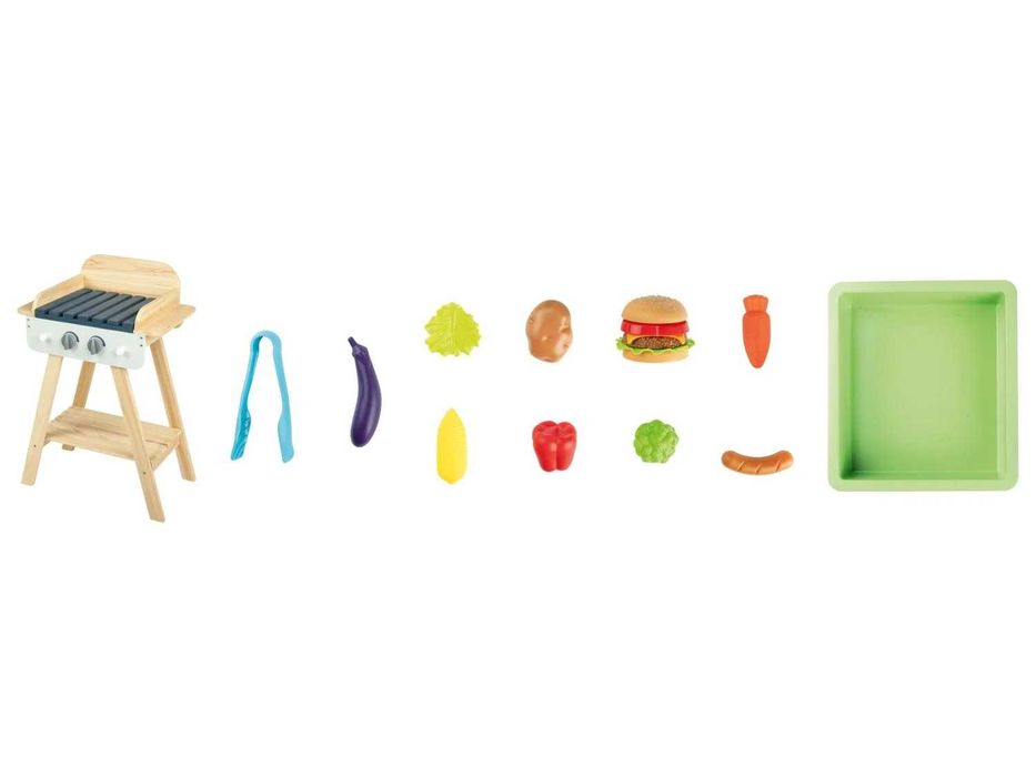 Детска дървена кухня скара Детско дървено барбекю за игра Грил с аксесоари