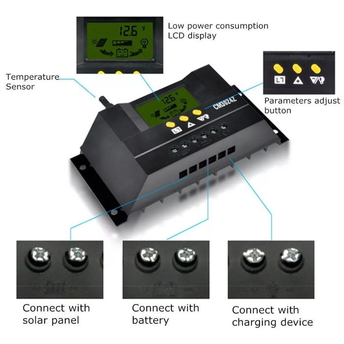 Соларен контролер 80А 12 / 24v висок клас регулатор амперметър 80 A 80
