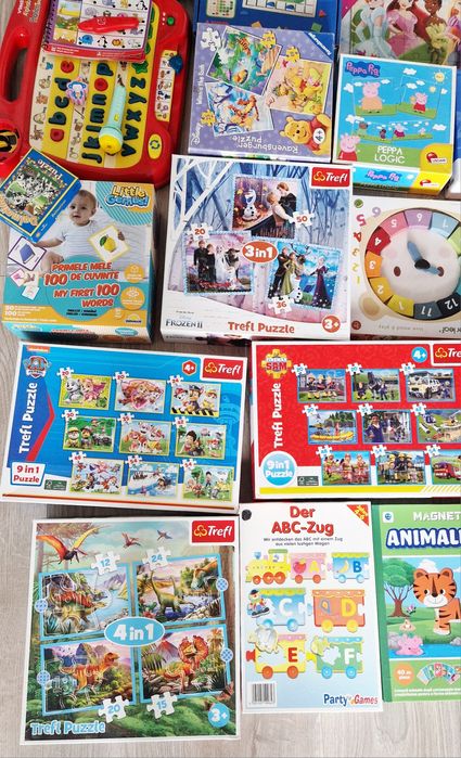 Set mare jocuri educative copii (3–4 ani) + puzzle Trefl, tabletă, joc