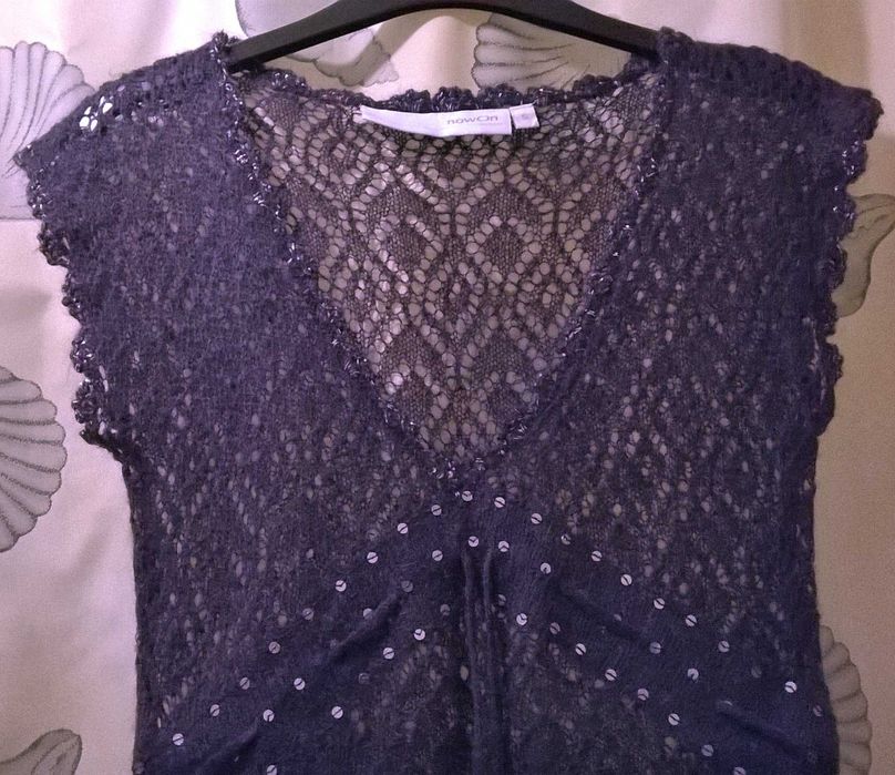 Veste superba impletita gauri Vesta lunga mohair fin cu fir lame paiet