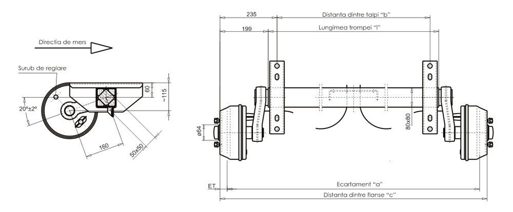 Punte cu frana 1800 Kg VGB 18MV