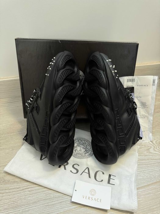 Adidasi VERSACE Chain Reaction Black - Produs Nou - Full Box, negru
