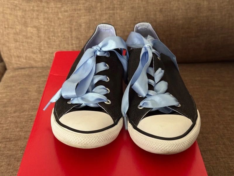 Converse All Star negri cu sireturi satin marimea 38.5