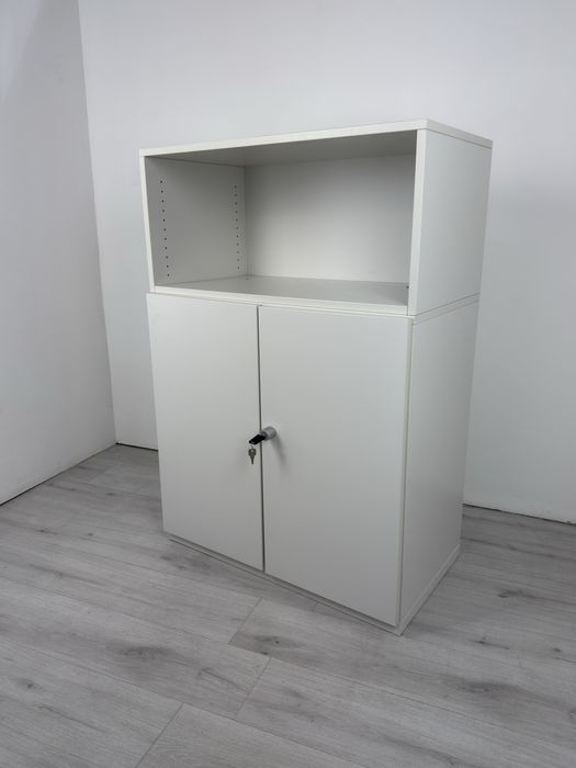 Шкаф етажарка с връти сив и допълнителна ракла съхранение на документи