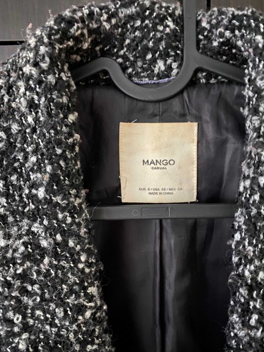Sacou captusit Mango boucle negru cu alb