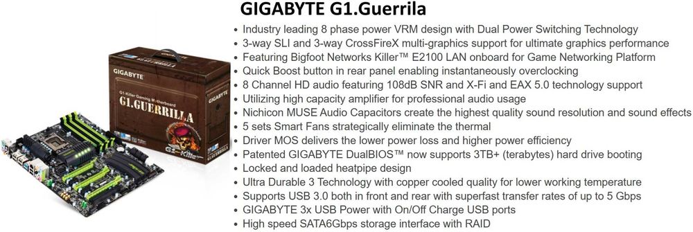 Дъно Дънна платка GIGABYTE G1.Guerrilla X58 1366 DDR3 48GB OVERCLOCK