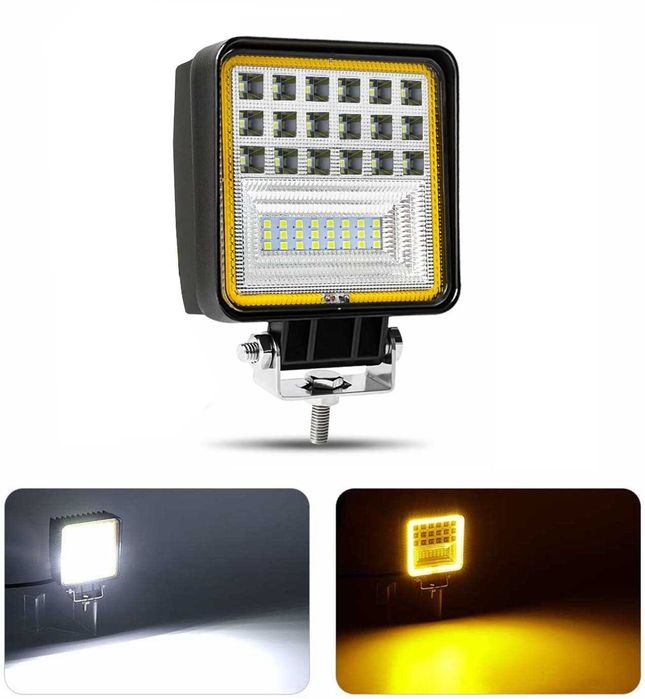 126W LED Диоден Фар Бяла Жълта Светлина Габарит Мъгла Лампа 12V 24V