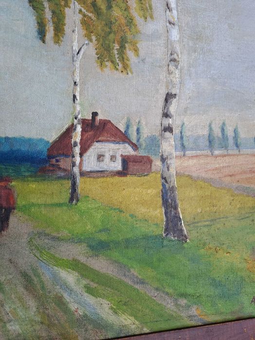 tablou vechi pictura pe pfl 62/74 cm, semnat Alfred Dunz