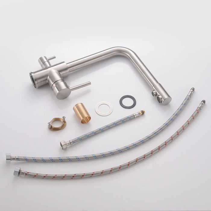 Baterie bucătărie cu 3 căi, pentru sistem de osmoză, culoare periată