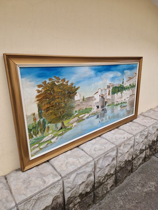 Превъзходна голяма антикварна авторска испанска картина