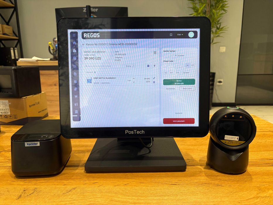 Monoblok (kassa aparat), ChekPrinter. Skaner + POS Tizim Prrogramma