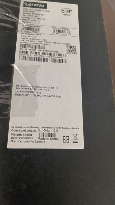 Laptop Lenovo Legion 17inch - full box + Casti sennheiser hd450se cadou