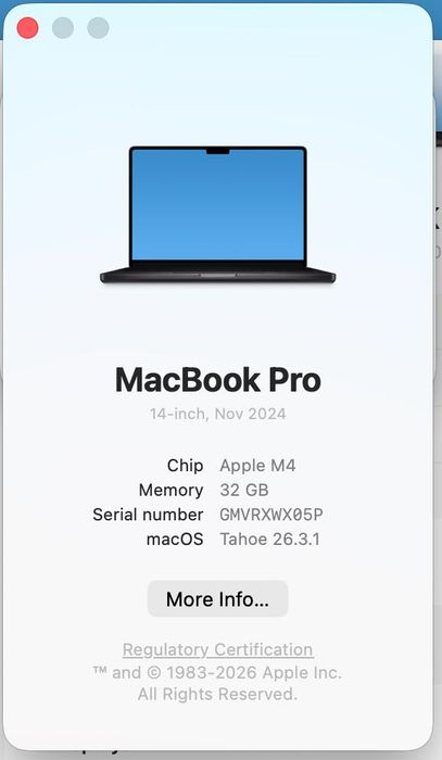 MacBook Pro 14" M4 / 32GB RAM / 2TB SSD