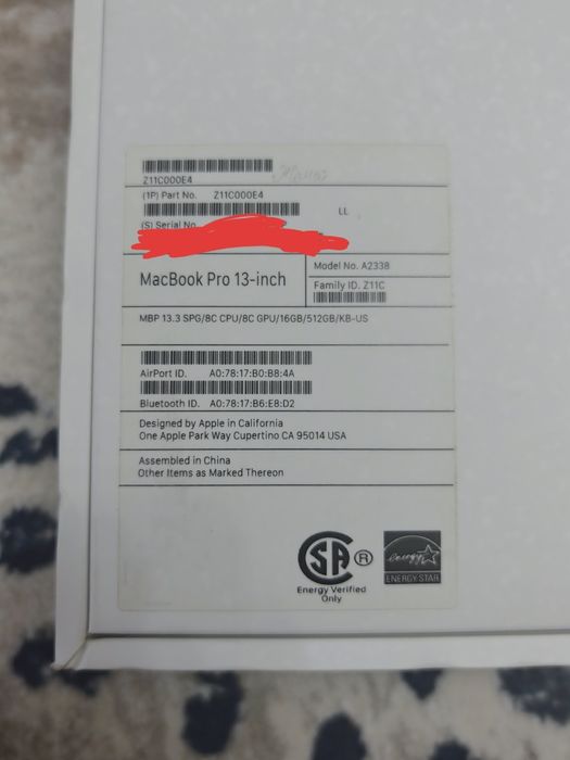 Macbook Pro M1 16/512GB