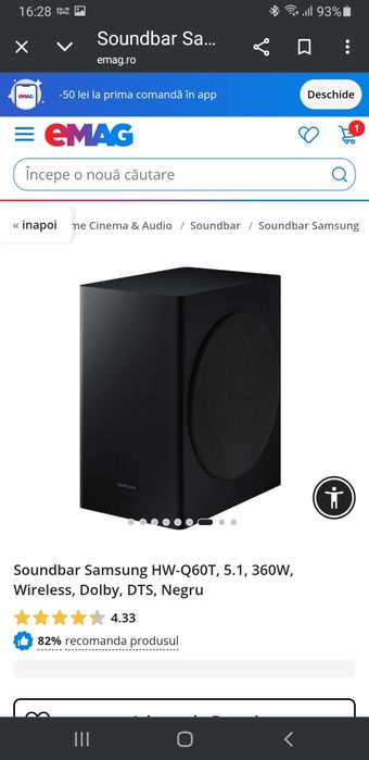 Soundbar Samsung Q60 T 360W Bass Puternic  Hfi  USb  mp3