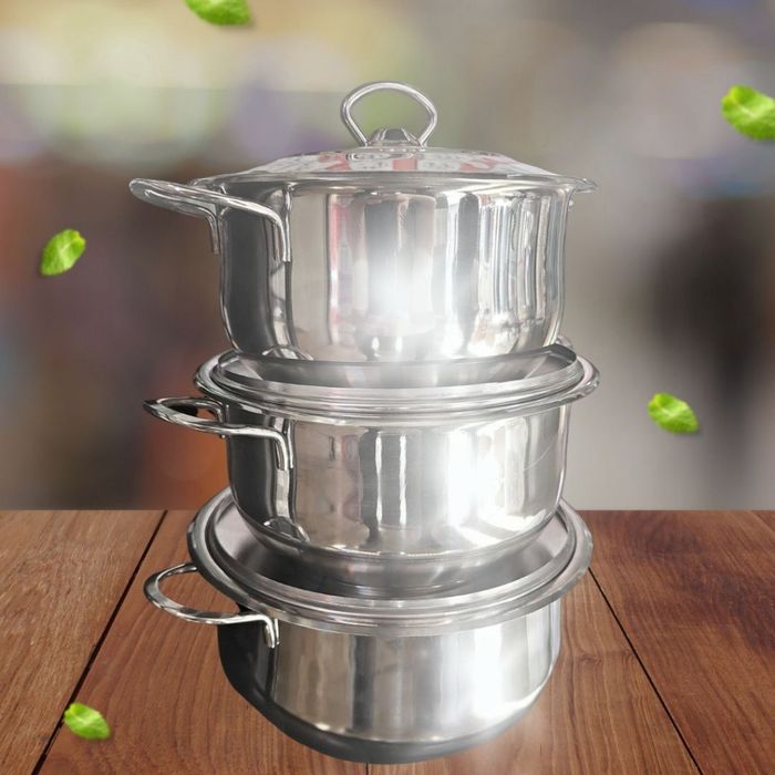 Комплект от три тенджери ИНОКС AREA с турско качество и ТРОЙНО дъно за