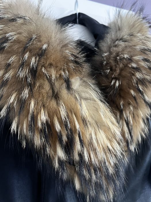 Естествена кожа яке с яка от лисица