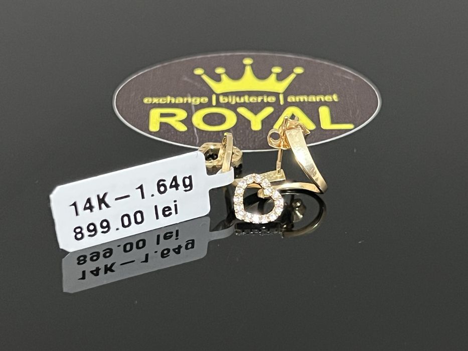 Bijuteria Royal CB : Cercei ondulati inimi aur 14k 1,64 grame
